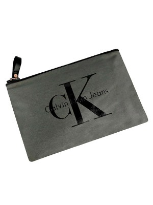 CK127*CALVIN KLEIN JEANS UNISEX LARGE CANVAS CLUTCH (GREY)